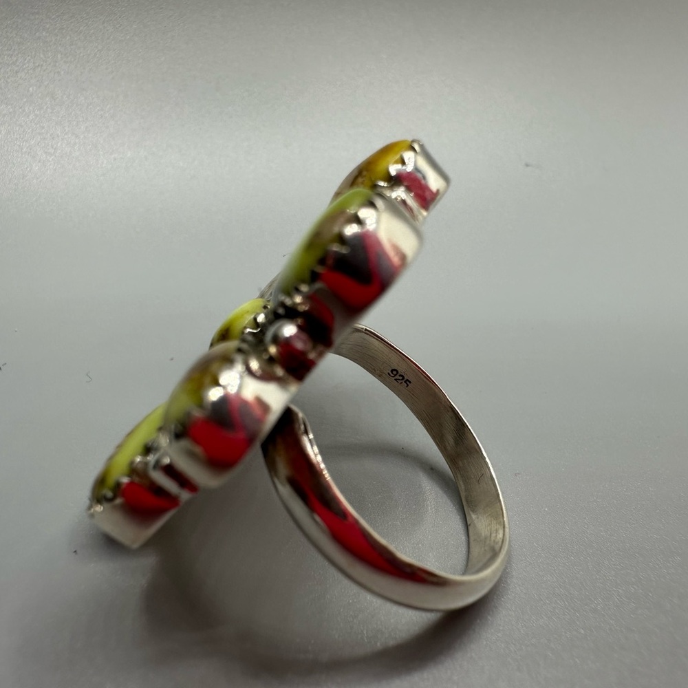 Palomino Turquoise Sterling Silver 925 Cluster Ring Handmade Adjustable - Picture 7 of 9